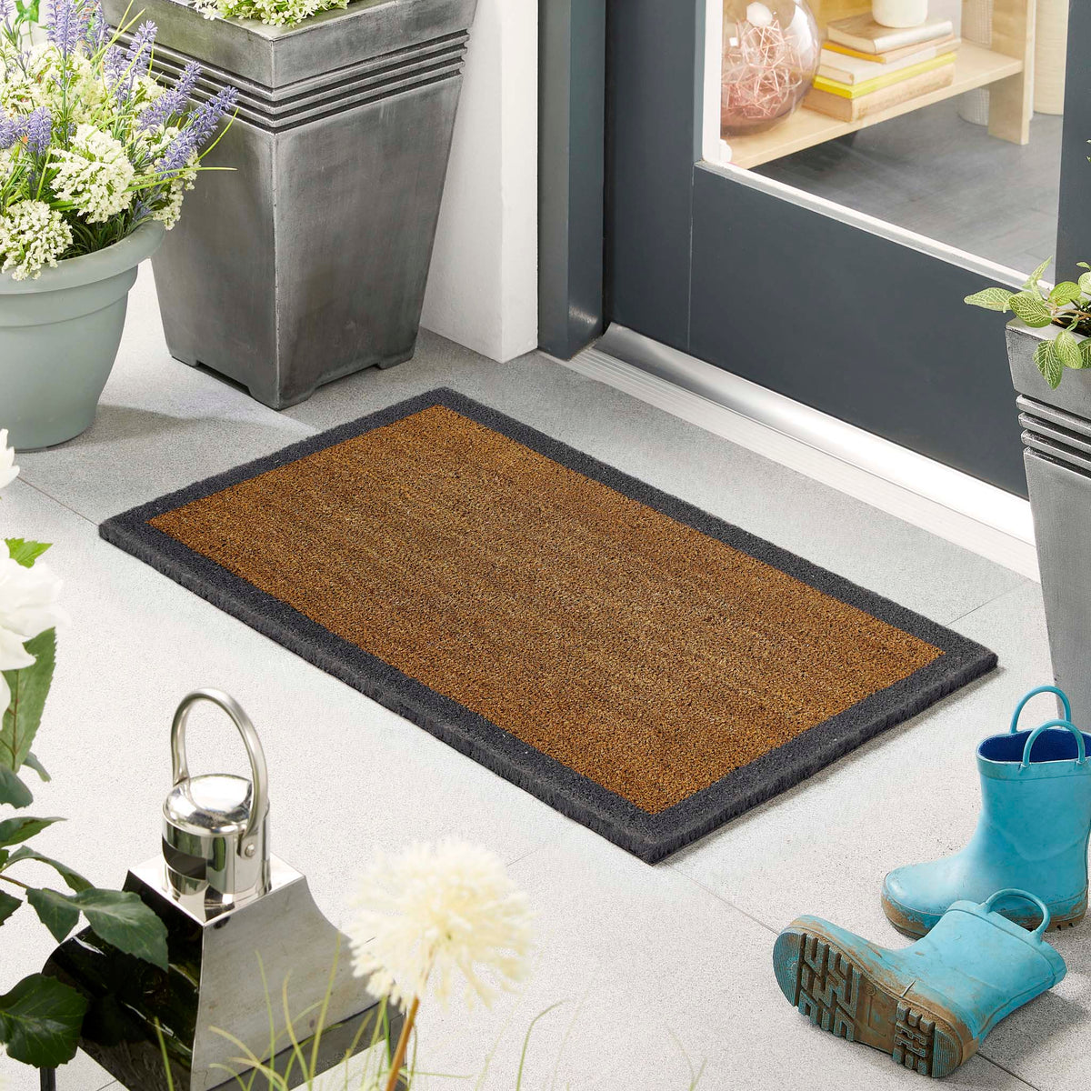 Natural Coir Doormat with Border, view 3