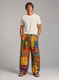 Patchwork Print Drawstring Pants, main photo