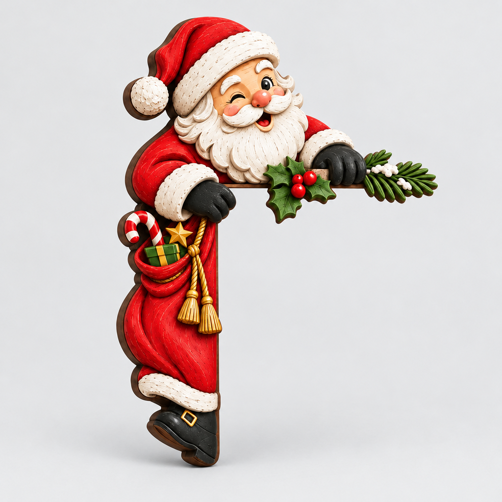 Peekaboo Santa Christmas Doorway Corner Decoration product photo