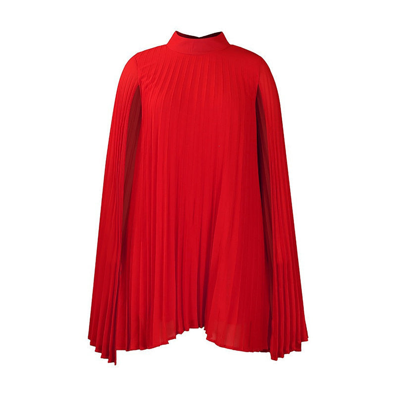 Pleated Cape Sleeve Midi Dress, view 3