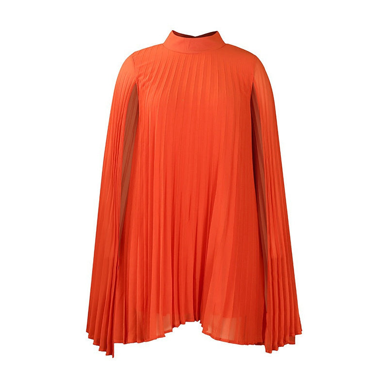 Pleated Cape Sleeve Midi Dress, view 5