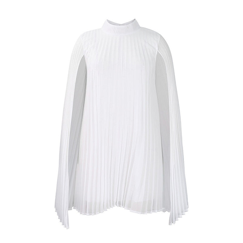 Pleated Cape Sleeve Midi Dress, view 6