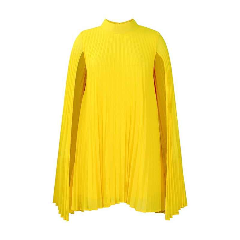 Pleated Cape Sleeve Midi Dress, view 7
