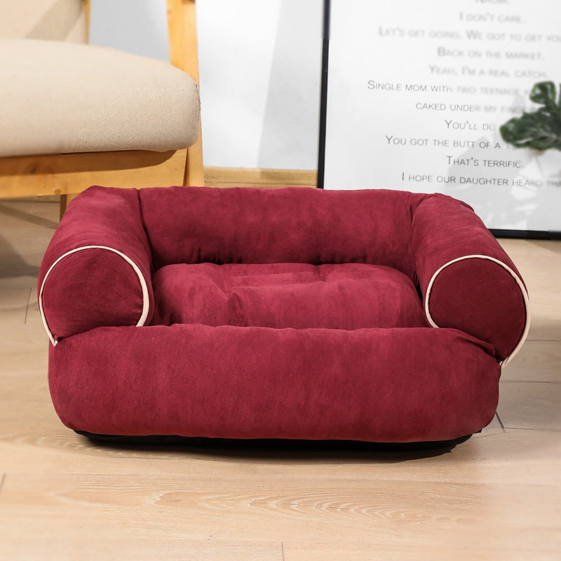 Bolster Dog Bed in burgundy