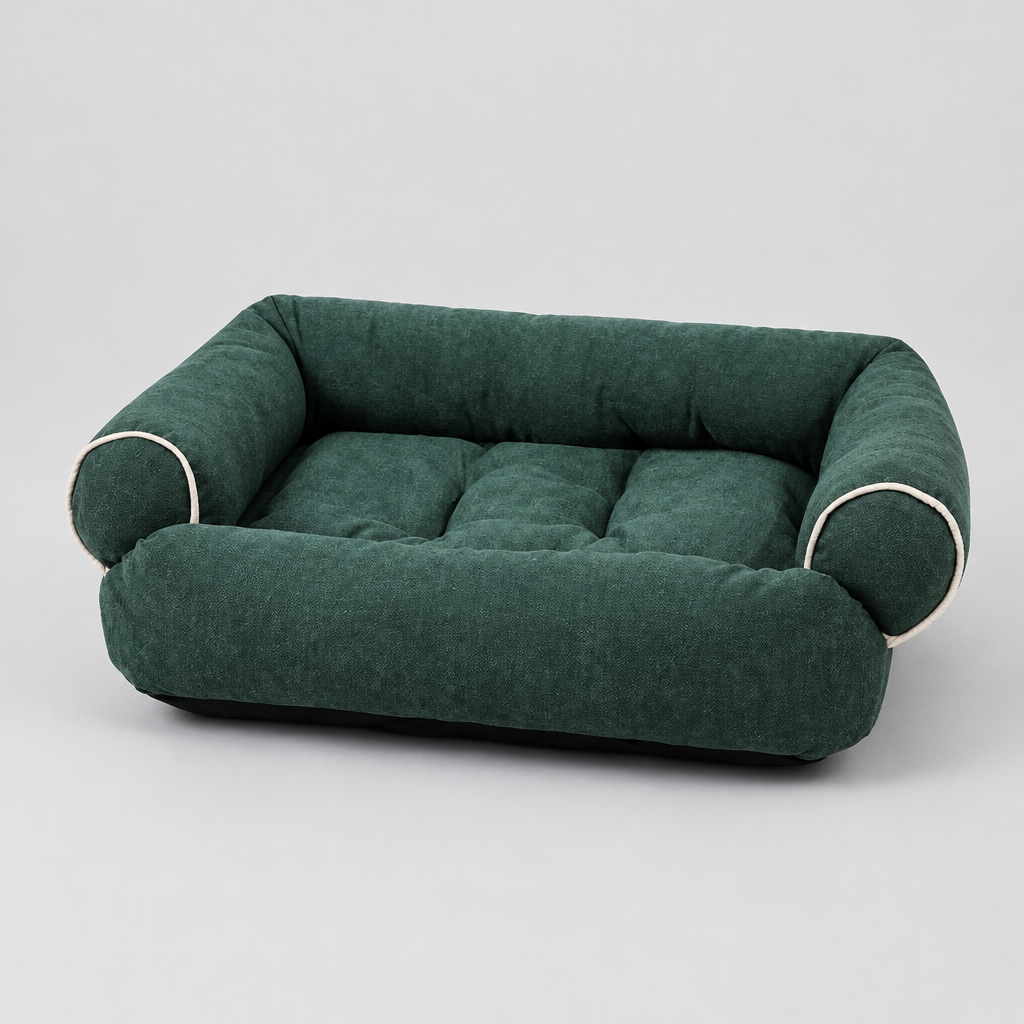 Bolster Dog Bed, product photo on a light grey background