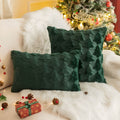 Plush Christmas Tree Pillow Cover, Dark Green