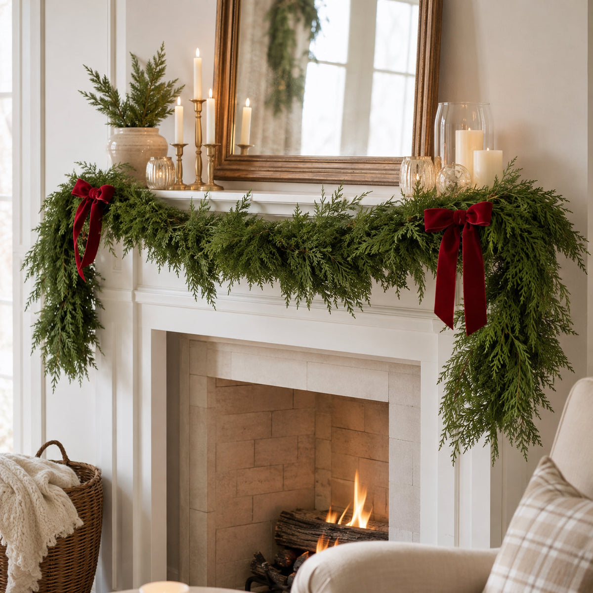 Pre-Lit Cedar Garland, view 3