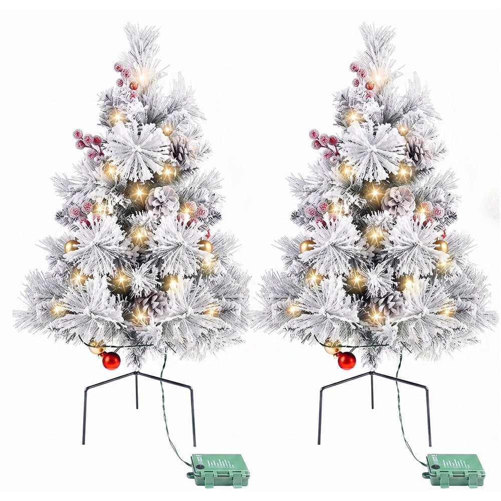 Pre-Lit Mini Christmas Trees, Set of 2, view 1