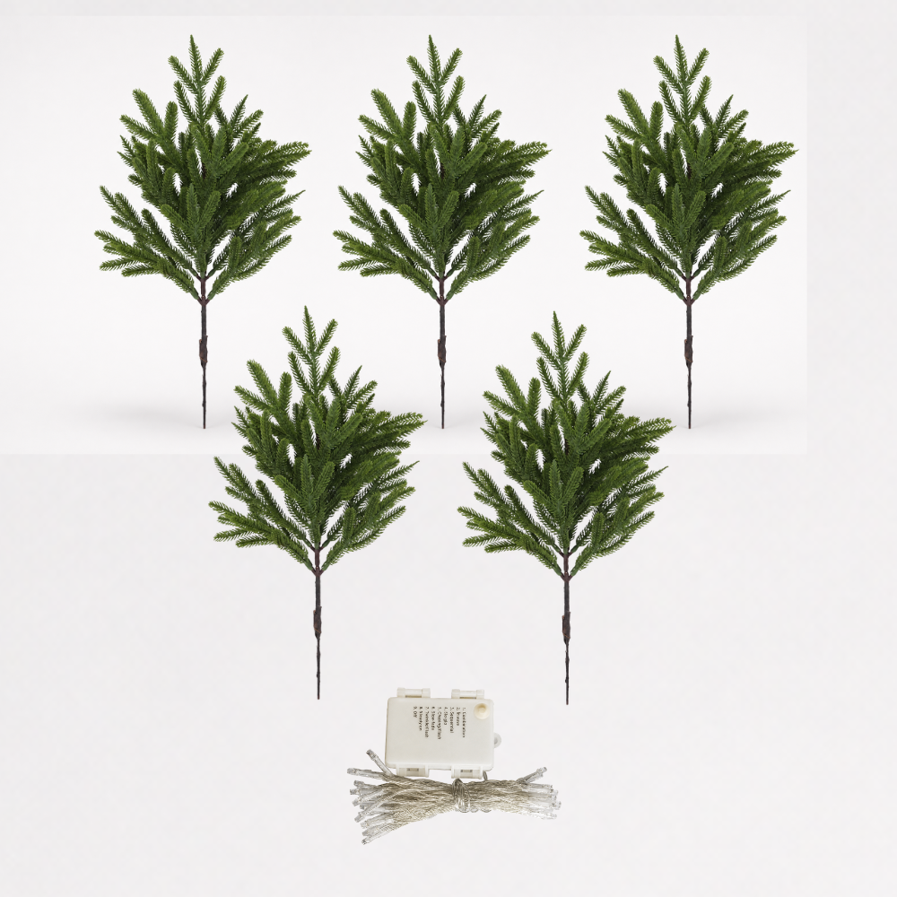 Pre-Lit Pine Branches with LED Lights, Green