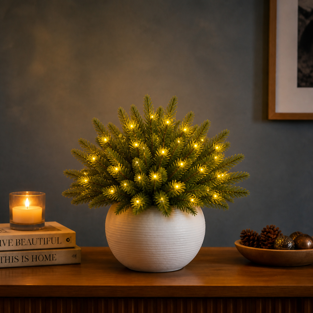 Pre-Lit Pine Branches with LED Lights, view 2