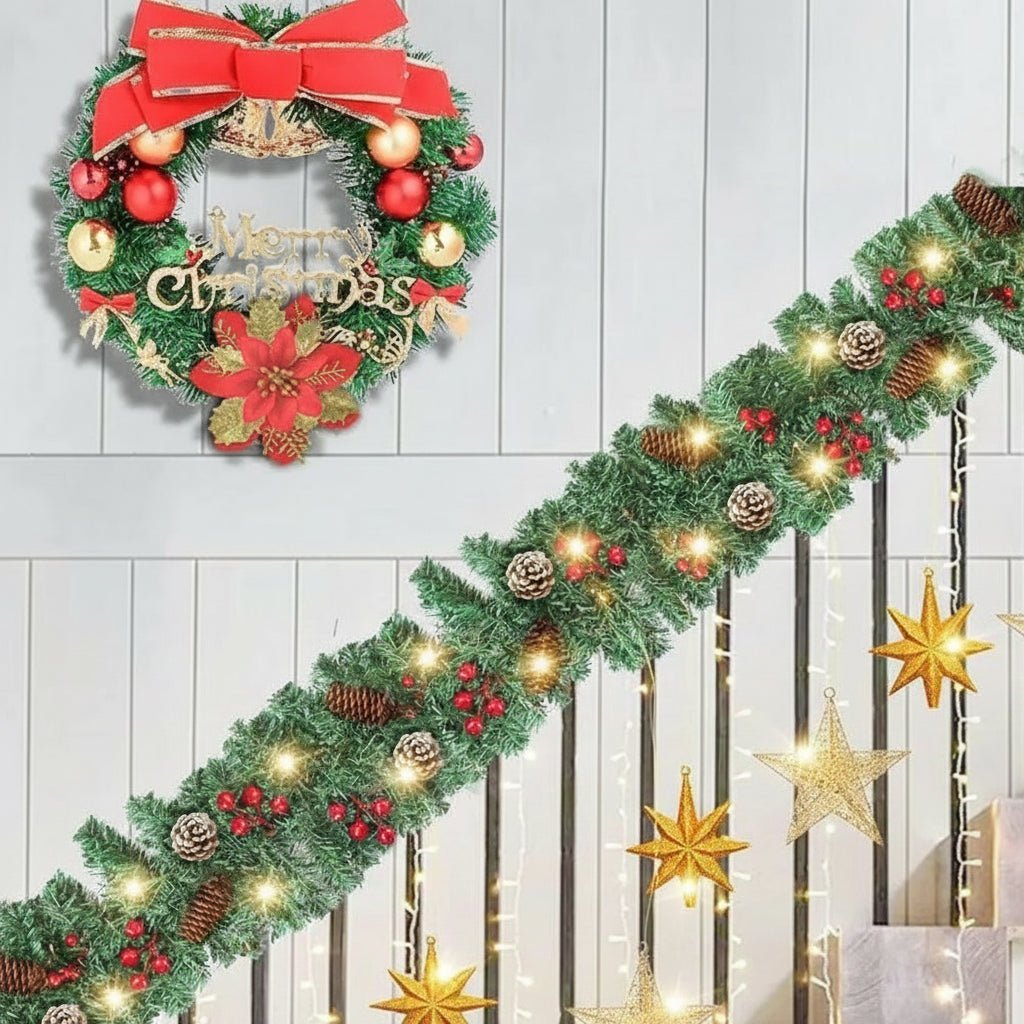 Pre-Lit Pine Cone and Berry Garland, view 5