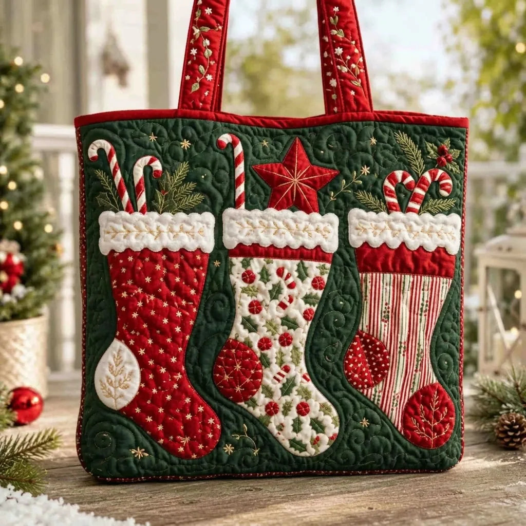 Quilted Christmas Tote Bag, view 2