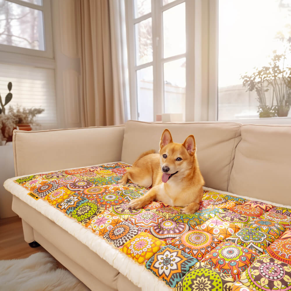 Quilted Patchwork Couch Cover in bohemia