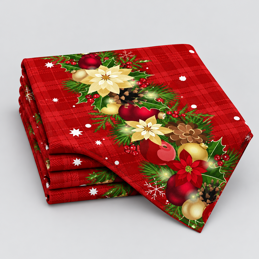 Red Holiday Print Tablecloth product photo