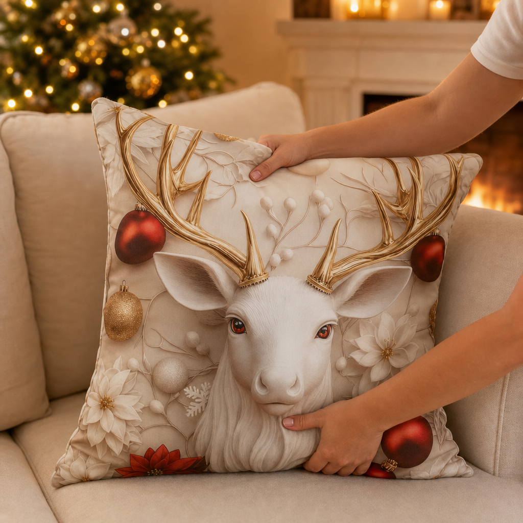 Reindeer Christmas Pillow Cover, view 1