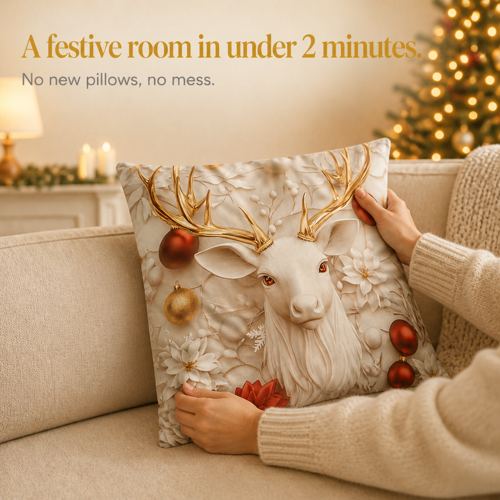 Reindeer Christmas Pillow Cover, view 3