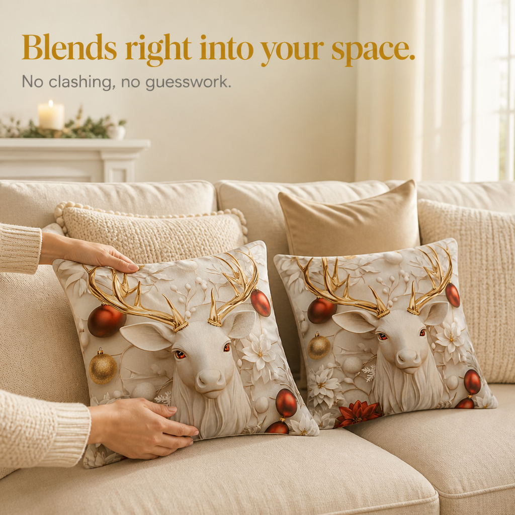Reindeer Christmas Pillow Cover, view 6