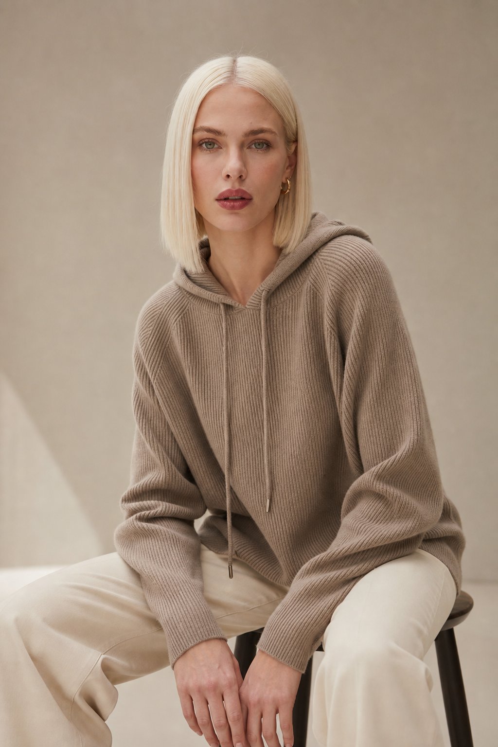 Relaxed Knit Hoodie, view 1
