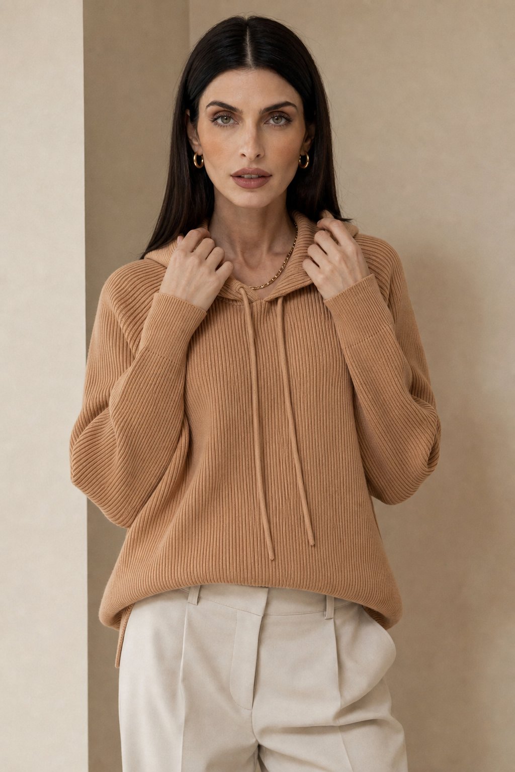 Relaxed Knit Hoodie, view 8