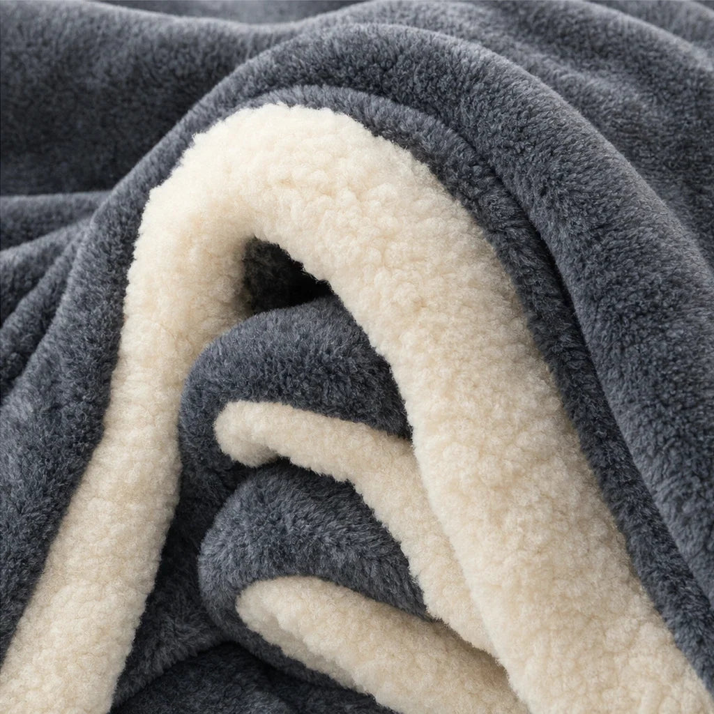 Reversible Sherpa Flannel Throw Blanket, view 8