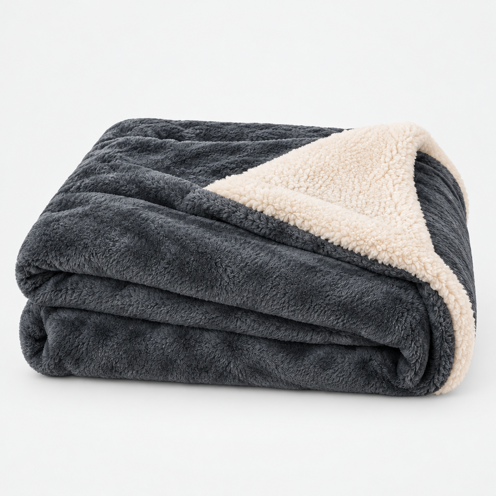 Reversible Sherpa Flannel Throw Blanket product photo