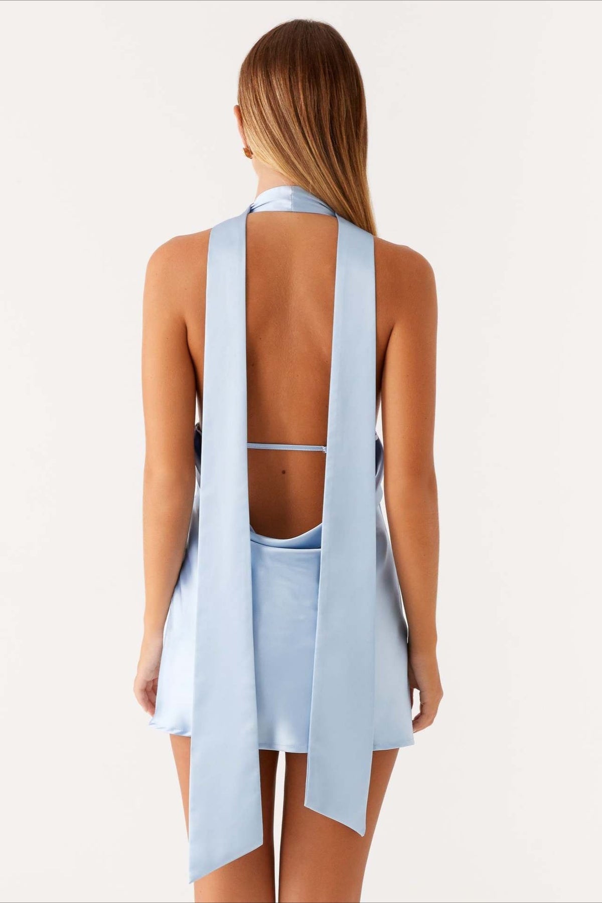 Ribbon Tie V Neck Cocktail Dress, view 4