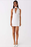 Ribbon Tie V Neck Cocktail Dress, view 9