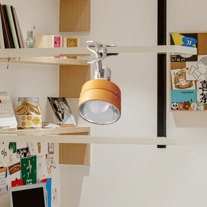 Round Wood Clip Lamp in natural wood