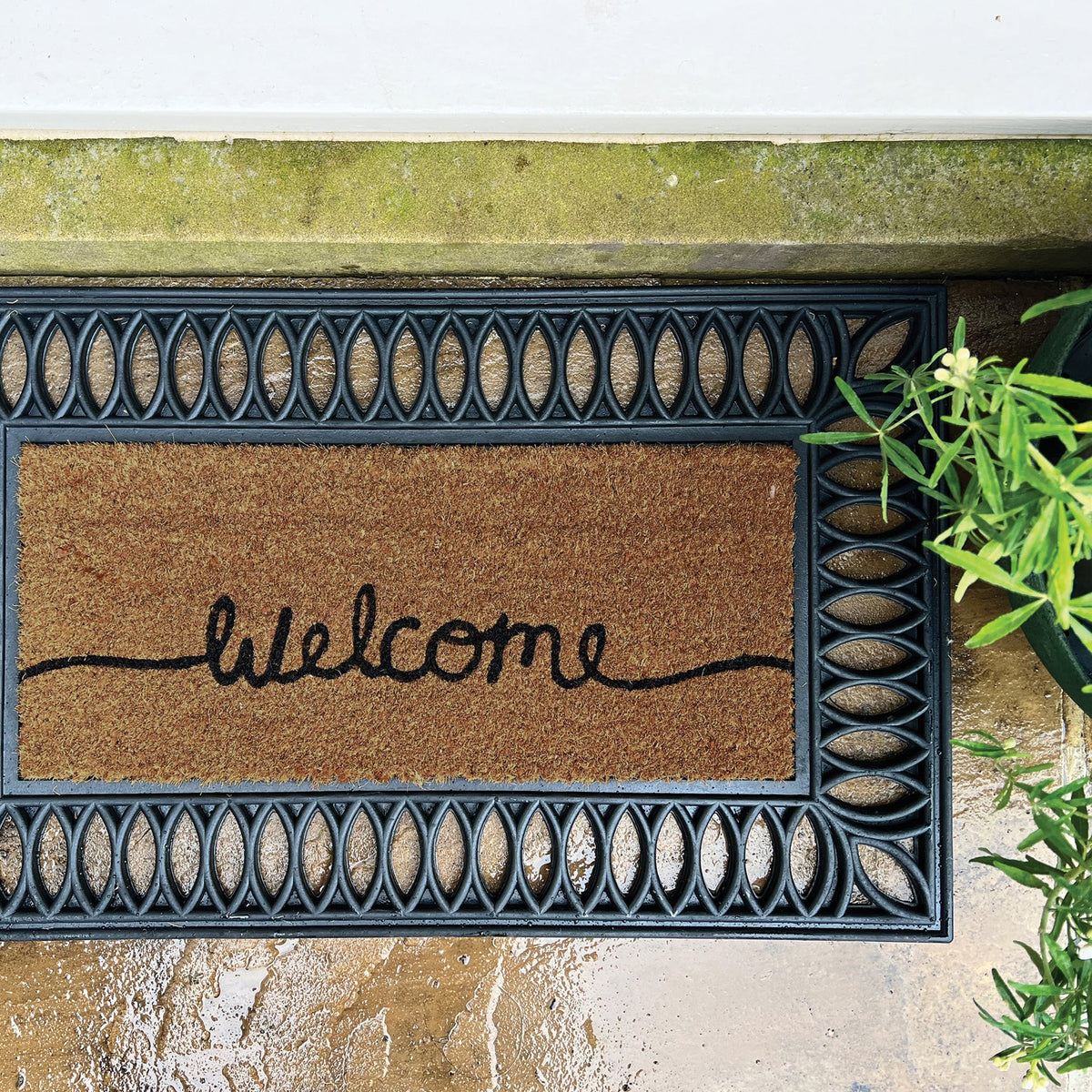 Rubber Leaf Border Doormat Frame, view 1