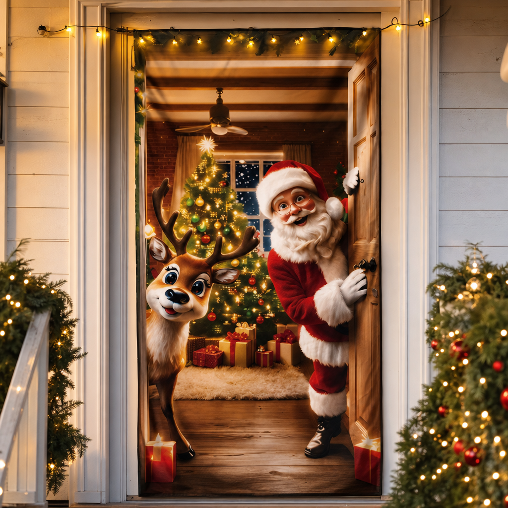 Santa Scene Christmas Door Cover, view 1