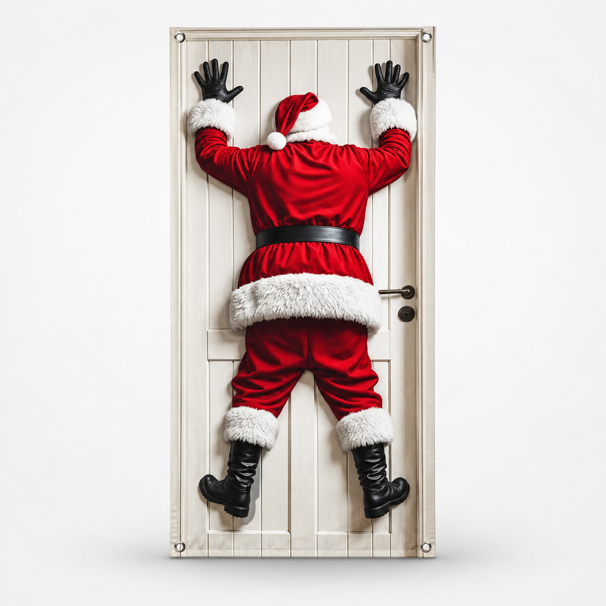 Santa Scene Christmas Door Cover, Santa Climbing Door