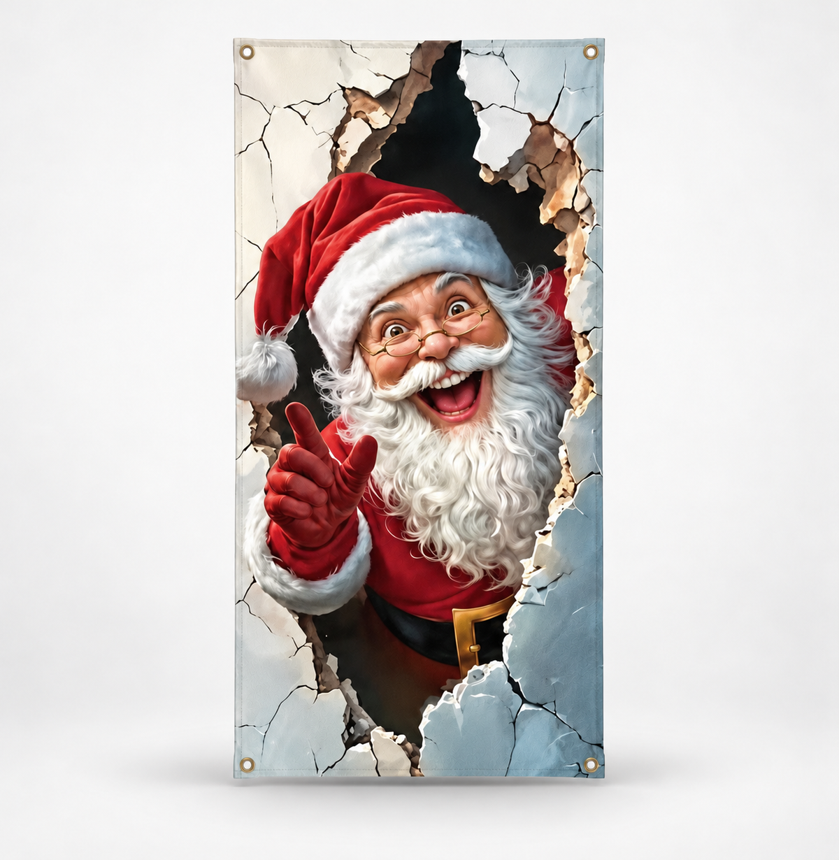 Santa Scene Christmas Door Cover, Santa Peeking Through
