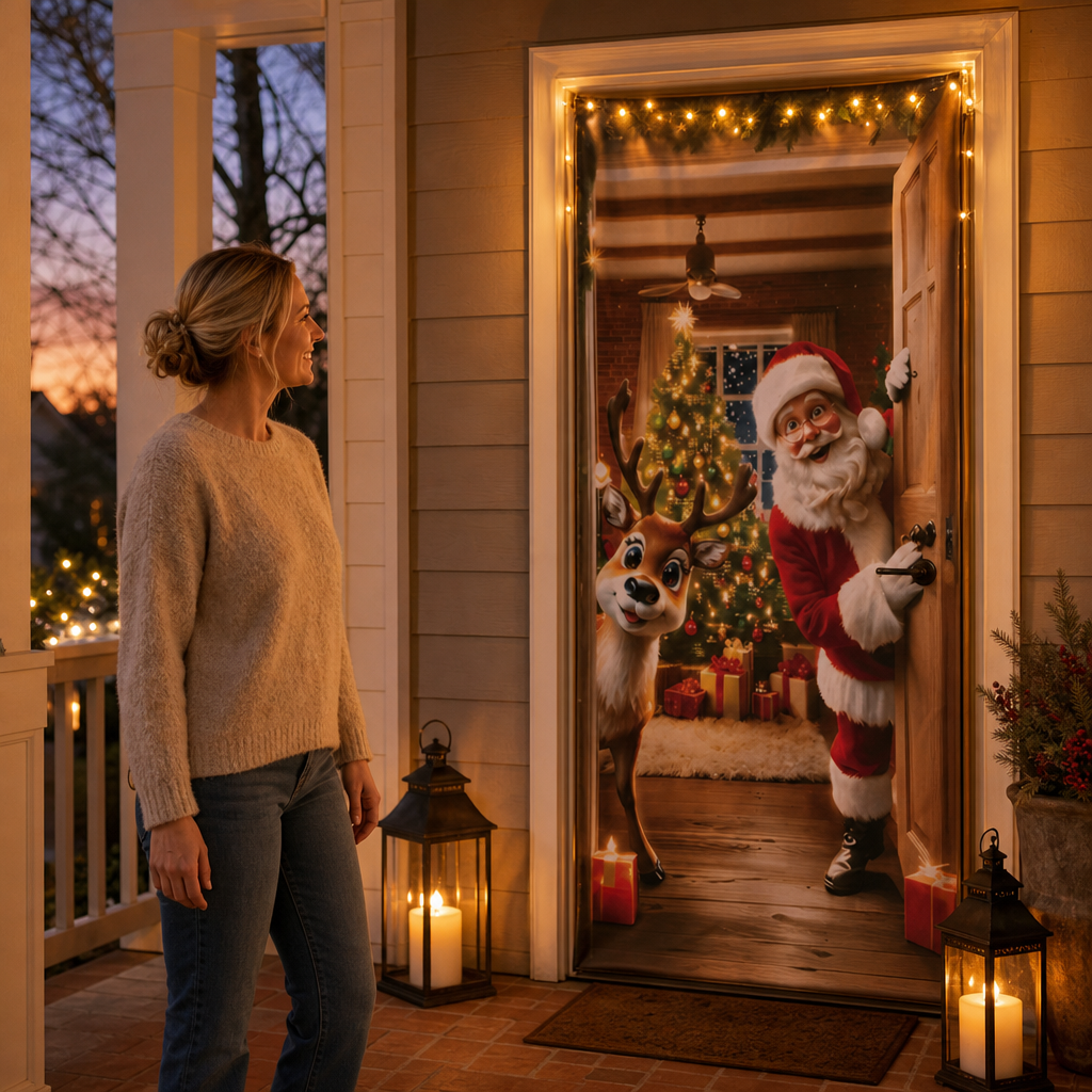 Santa Scene Christmas Door Cover, view 2