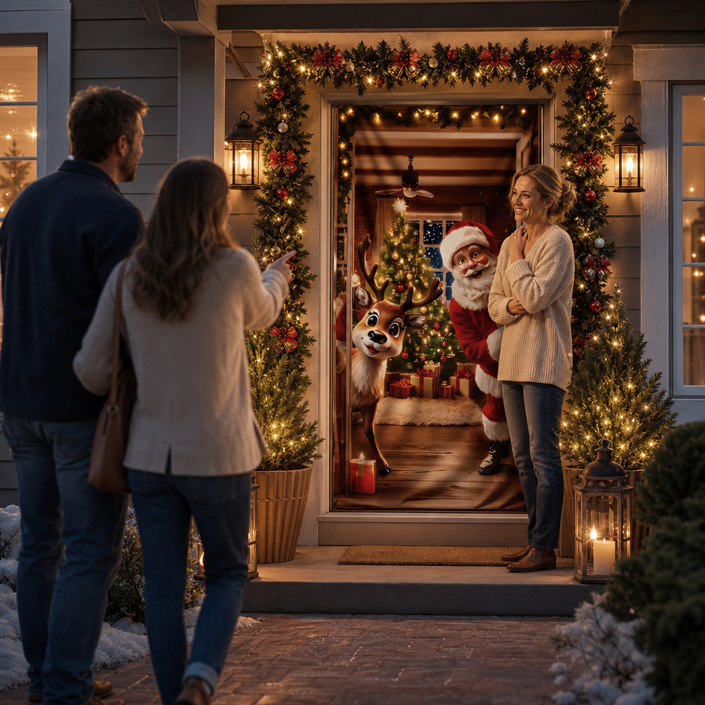 Santa Scene Christmas Door Cover, view 3