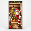 Santa Scene Christmas Door Cover, Santa and Reindeer