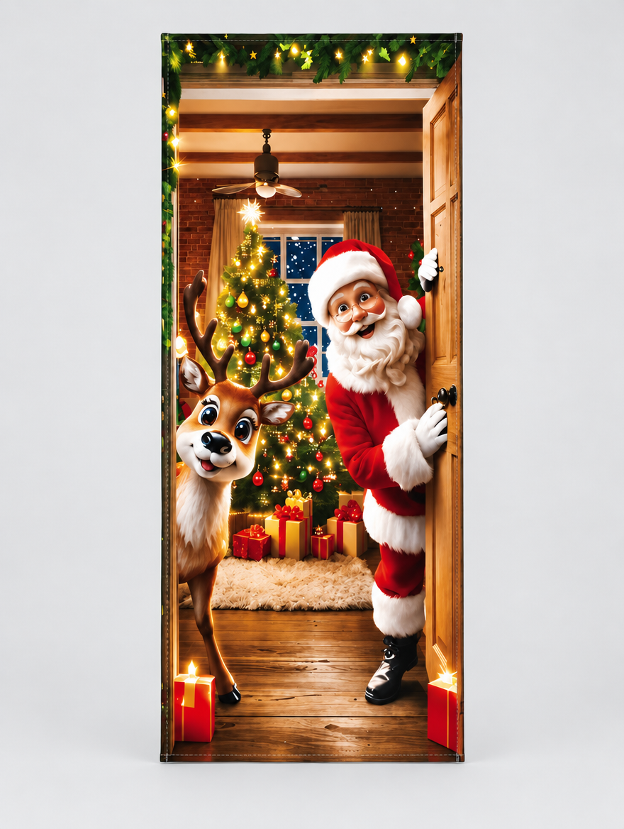 Santa Scene Christmas Door Cover product photo