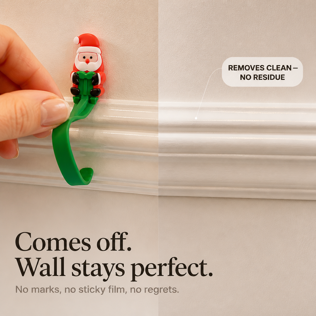 Santa-Shaped Adhesive Wall Hooks, view 6