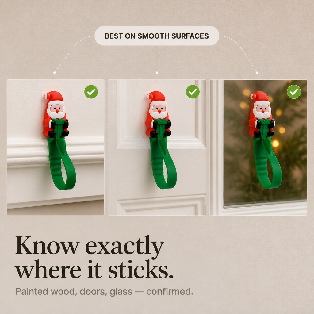 Santa-Shaped Adhesive Wall Hooks, view 7