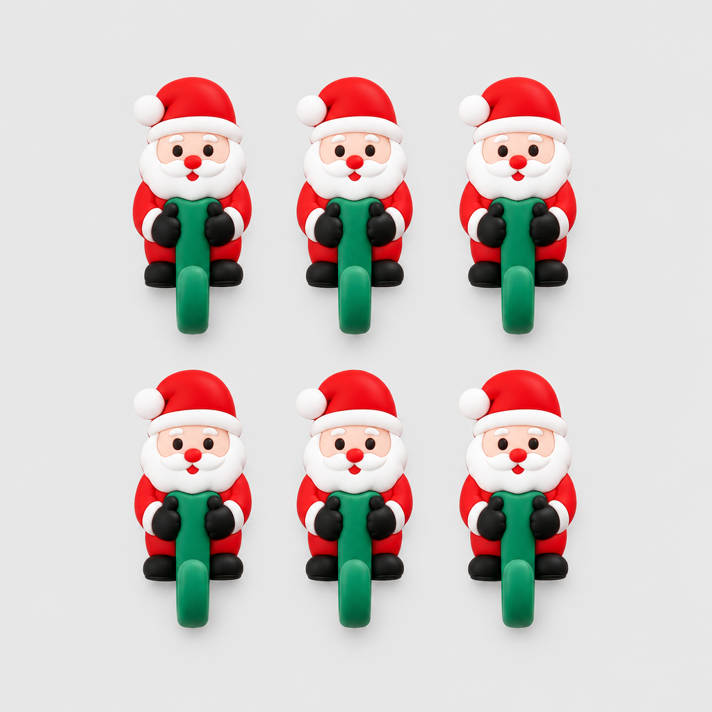 Santa-Shaped Adhesive Wall Hooks product photo