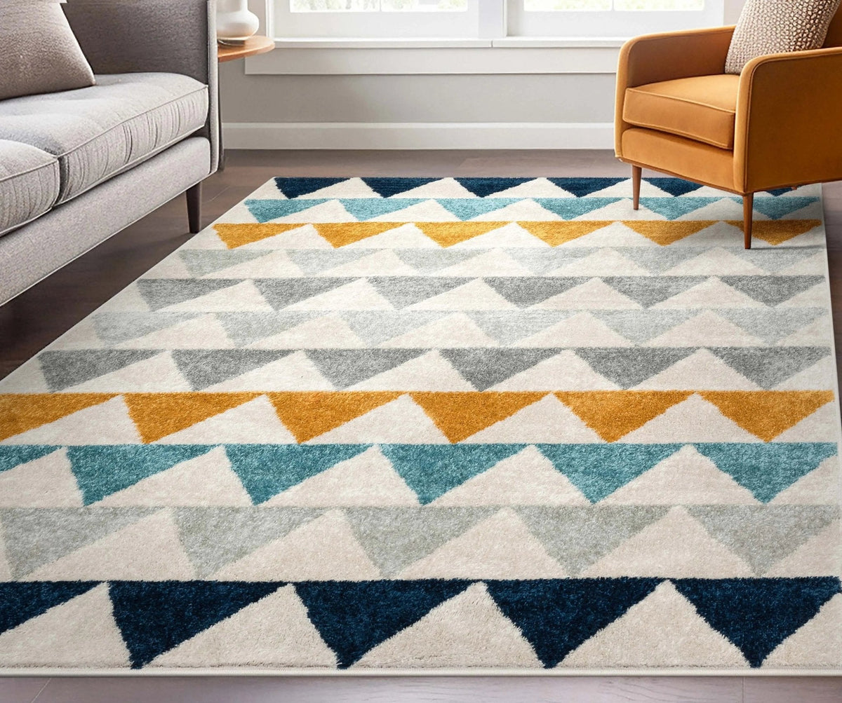 Scandinavian Triangle Pattern Rug, view 1