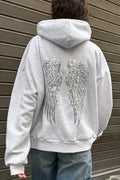 Sequin Wing Hoodie in grey