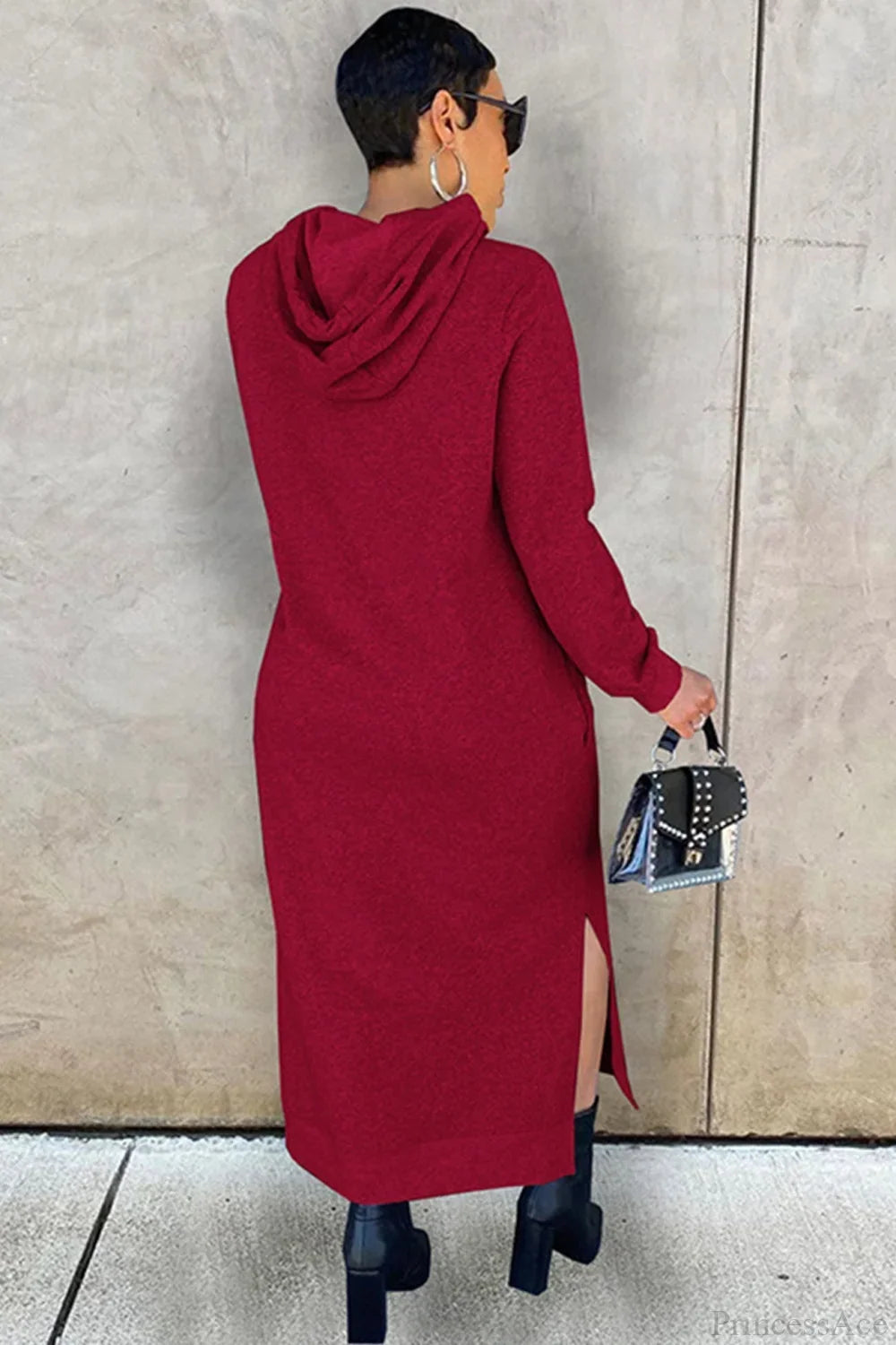 Slit Hem Hoodie Dress, view 2