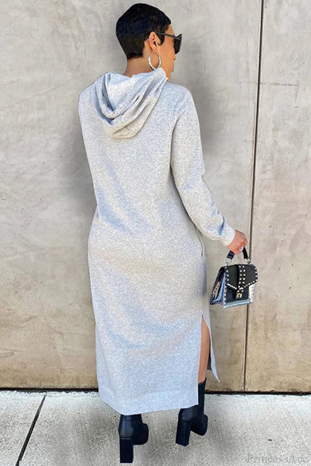 Slit Hem Hoodie Dress, view 4