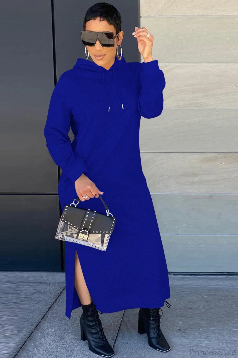 Slit Hem Hoodie Dress, view 7