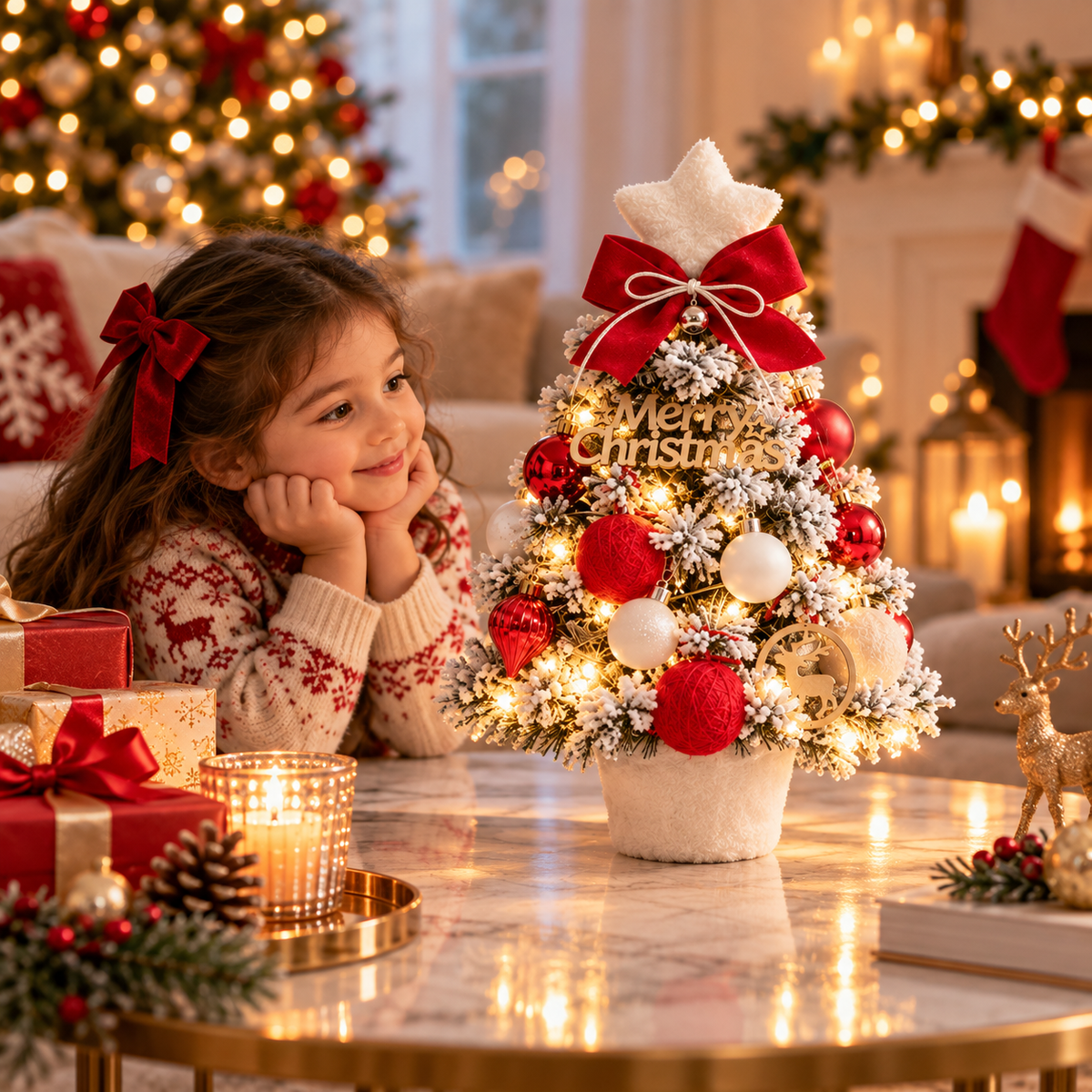 Snow-Flocked Tabletop Christmas Tree, view 5