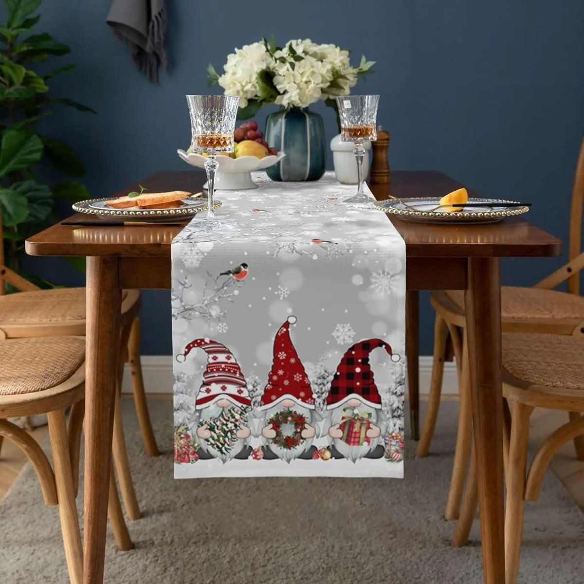 Snowflake Gnome Christmas Table Runner, view 2