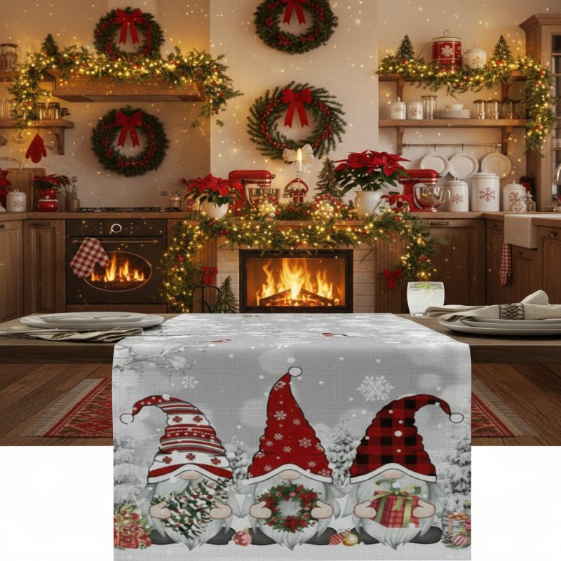 Snowflake Gnome Christmas Table Runner, view 4