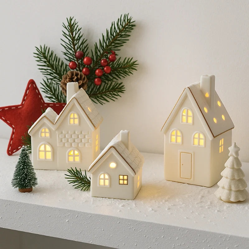 Snowy Ceramic Christmas Village Houses, view 1