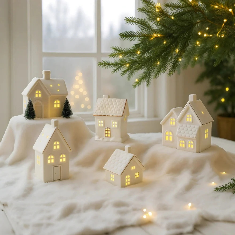 Snowy Ceramic Christmas Village Houses, view 2