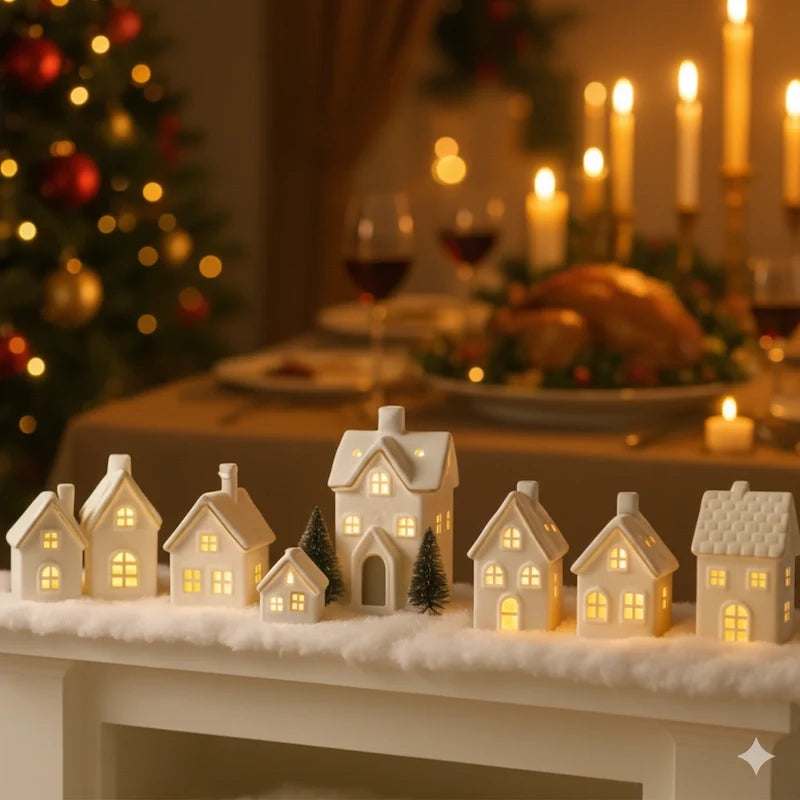 Snowy Ceramic Christmas Village Houses, view 3